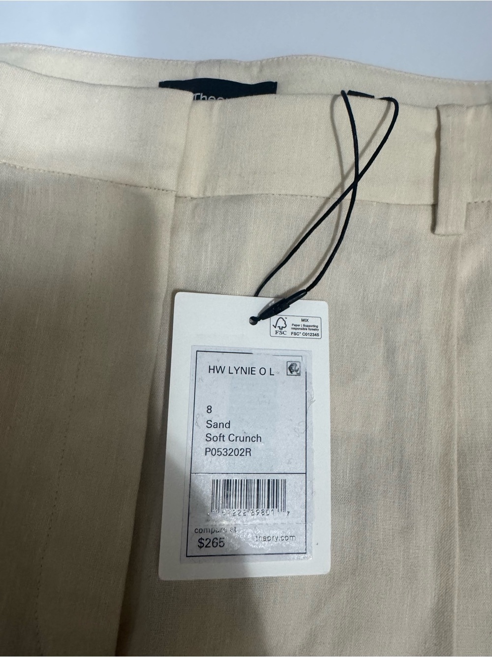 Theory Lynie Pleated Linen-Blend Shorts size 8 New